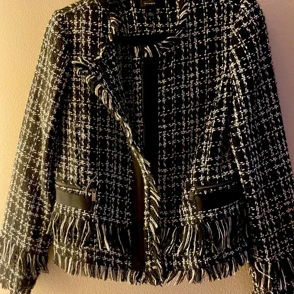Halogen jacket with fringe edge and sparkly black threading detail - Picture 1 of 1
